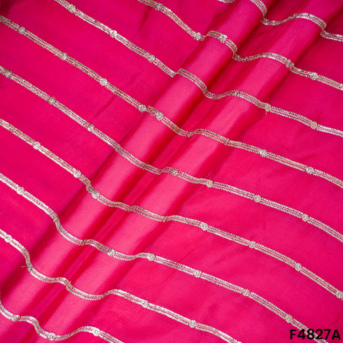 Zari Sequins Work Chinon Chiffon Fabric- F4827